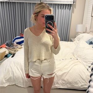 White Distressed Shorts